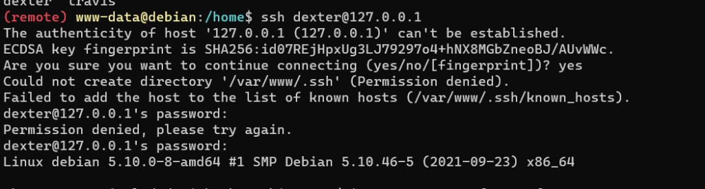 SSH into Dexter's home directory