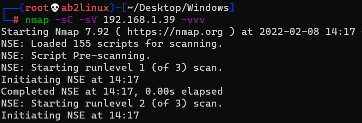 Nmap scan results